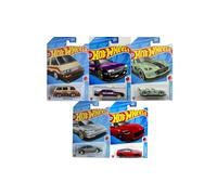 Hot Wheels J-Imports, auto pressofuse, confezione da 5, collezione di auto giapponesi casuali, veicoli JDM casuali (gli stili possono variare)