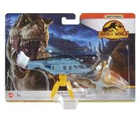 Hot Wheels Jurassic World Rebirth, Veicolo e figura da collezione di dinosauri (Quetzal-Copter Quetzalcoatus)