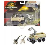 Hot Wheels Jurassic World Rebirth, Veicolo e figura da collezione di dinosauri (Velociraptor Blue e Atrociraptor Capture Truck)
