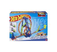 Hot Wheels - Kit Super Triplo Loop, pista con 1 macchinina Hot Wheels, lancia l'auto da corsa attraverso 3 loop, collegabile ad altri set, giocattolo per bambini 6+ Anni, HMX38