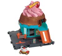 Hot Wheels 'Let's Race' Netflix - Gelateria con Vortice, playset a forma di cono gelato con pista e ascensore attivabile, include 1 macchinina Hot Wheels, giocattolo per bambini, 4+ anni, HTN77