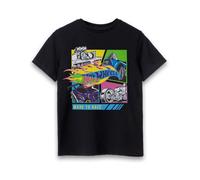 Hot Wheels Maglietta per Ragazzi Grafica a Maniche Corte con Logo Classico Made to Race per Bambini, Nera | Top Pop Art con Super Auto da Corsa | Merchandising iconico