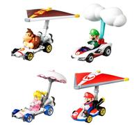 Hot Wheels Mario Kart Character Cars Collection Set, 4 Pack, Mario, Luigi, Donkey Kong, Princess Peach GVD30-956R