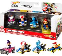 Hot Wheels Mario Kart Vehicle 4-Pack, Set of 4 Fan-Favorite Characters Includes