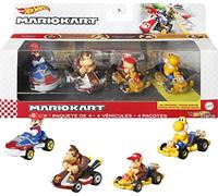 Hot Wheels Mario Kart Set con 4 Veicoli E 4 Personaggi Ispirati al Videogioco, Include 1 Modello Esclusivo da Collezione, Regalo Bambini 3+ Anni, Multicolore, 3.18 x 7.62 x 5.08 cm