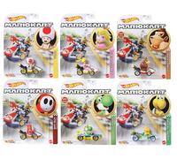 Hot Wheels Mario Kart - Set di 6 personaggi della collezione Cars, Toad, Princess Peach, Yoshi, Donkey Kong, Koopa Troopa, Shy Guy Gbg25-957h