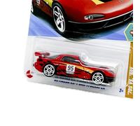 Hot Wheels Mazda RX-7 Drift '95 (JBB57) - 70's vs 90's serie 9/10, rosso con decalcomanie da corsa, scala 1:64, modello Mazda con licenza