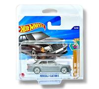 Hot Wheels Mercedes-Benz 500 E (argento scuro) 3/10 '70 vs '90 - 2025-52/250 (scheda corta) - include una custodia protettiva KLAS Car Keeper - JBB60