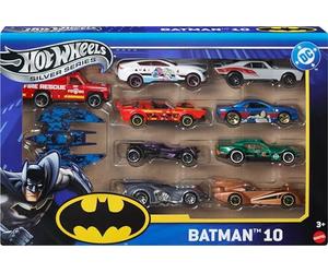 Hot Wheels Mid Tier Batman 10-Pack AST 2025 Mix 1 | Set di 10 veicoli giocattolo pressofusi che possono includere una Batmobile e un Batplane in scala 1:64