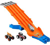 Hot Wheels Monster Truck Survival Race JFR07 Ride On Toy Playset with 2 Mini C