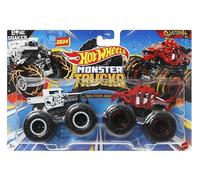 Hot Wheels Monster Trucks 1:64 Strong Duo Cars BONE SHAKER & SKELESAURUS HWN53 FYJ64-HWN53