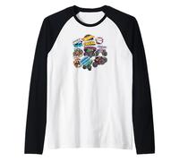 Hot Wheels Monster Trucks - Adesivo Stile Mash Up Maglia con Maniche Raglan