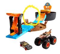 Hot Wheels Monster Trucks Arena delle Acrobazie con Lanciatore Doppio con 2Veicoli Inclusi,Giocattolo per Bambini 3+Anni, GVK48, Imballaggio Standard