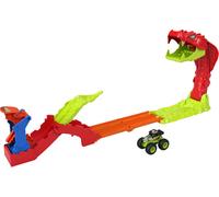 Hot Wheels Monster Trucks - Attacco del Serpente, set pista con lanciatore e veicolo Bone Shaker in scala 1:64 incluso, sconfiggi il gigantesco seprente nemico, 4+ anni, JJN44