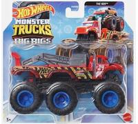 Hot Wheels Monster Trucks Big Rigs, camion rimorchio scala 1:64 con 6 ruote (The 909)