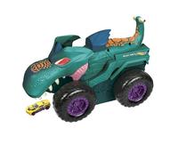 Hot Wheels Monster Trucks Car Chompin' Mega-Wrex, Veicolo Gigante e Auto | Caratteristiche effetti luminosi e sonori, "Eats" e "Poops" scala 1:64 veicoli giocattolo pressofuso, una macchina è inclusa