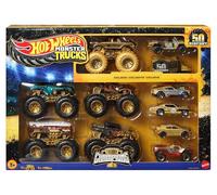 Hot Wheels Monster Trucks - Collezione Trophy Champions, 5 veicoli camion e 6 macchinine in scala 1:64 incluse, 50° anniversario di Bigfoot, giocattolo per bambini, 3+ anni, JDW07