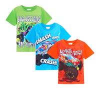 Hot Wheels Monster Trucks - Confezione da 3 magliette a maniche corte per bambini, Multi, 3-4 anni