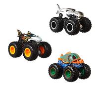Hot Wheels - Monster Trucks Confezione da 3 Monster Truck Creature Fantastiche in scala 1:64, Shark Wreak, Piran-ahh e Mega Wrex, Giocattolo e regalo per Bambini 3+ Anni, HGX13