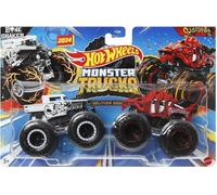 Hot Wheels Monster Trucks Demolition Doubles - Scala 1:64, Bone Shaker vs Skelesaurus Power Smashers Metal Cars