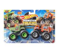 Hot Wheels Monster Trucks Demolition Doubles, set di 2 camion mostri giocattoli in scala 1:64 (Gotta Dump vs Will Trash it All)