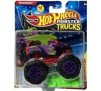 Hot Wheels Monster Trucks Dragonizer [viola e verde] W/Crushed Car, Freestyle Wreckers 8/12, veicolo pressofuso