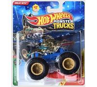 Hot Wheels Monster Trucks Great Bite Shark [Leopard] Beast Bashers 3/6 - Include auto schiacciata - Scala 1:64 Diecast Toy Vehicle