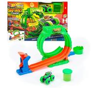Hot Wheels Monster Trucks - Loop Caos Mutante, pista con anello traboccante di Slime, vasca di raccolta e lanciatore, veicolo Wreckin' Wolf in scala 1:64 incluso, 4+ anni, JMK91