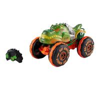 Hot Wheels Monster Trucks - Rageasaur radiocomandato, veicolo R/C in scala 1:15, pneumatici Grip Action per andare fuoristrada e fare acrobazie, giocattolo per bambini, 4+ anni, JBH03