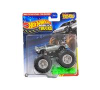 Hot Wheels Monster Trucks Ritorno al Futuro Macchina del Tempo con Auto Schiacciata, Diecast
