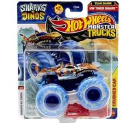 Hot Wheels Monster Trucks Sharks vs Dinos, collezione di veicoli pressofusi in scala 1:64, edizione 2025 (squalo tigre squalo 2/8)