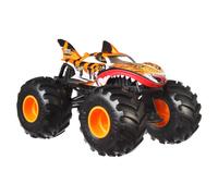 Hot Wheels Monster Trucks - Tiger Shark Oversize, Veicolo in Scala 1:24 con Ruote giganti e carrozzeria in Metallo, Perfetto per Le acrobazie, Giocattolo per Bambini, 3+ Anni, JDR02