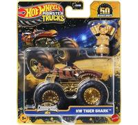 Hot Wheels Monster Trucks - Trofeo Champions in scala 1:64, oro cromato, collezione 50° Bigfoot Anniversary You Choose Bone Shaker 5 Alarm Gunkster Mega Wrex Tiger Shark (Tiger Shark)