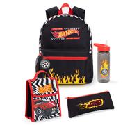Hot Wheels Nero Checkerboard Flame Set di zaini da 4 pezzi Unisex Bambini