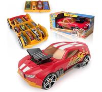 Hot Wheels New Car Storage 2 in 1 Race N' Haul Free Wheel Car Storage case with Retractable Handle - Stores up to 15 Cars (Cars not Included)