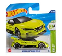 Hot Wheels Nissan Leaf Nismo RC_02, Serie EV, Modellino in Die-Cast, Scala 1:64, Giallo, CON CUSTODIA PROTETTIVA