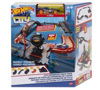 Hot Wheels - Pack di Espansione della City, set da 10 pezzi con base per pista e pezzi per costruire una destinazione urbana, macchinina Hot Wheels inclusa, giocattolo per bambini, 4+ anni, HDN95