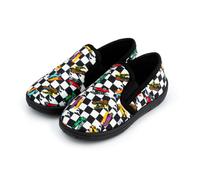 Hot Wheels Pantofole per bambini, comode, antiscivolo, con motivo a scacchi, suola in gomma, stampa auto da corsa, disponibili in varie misure, Nero , 24 EU