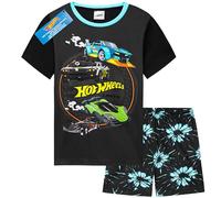 Hot Wheels Pigiama Bambino 2 Pezzi Abbigliamento da Casa Set Morbido Traspirante Pigiami Estivi Bimbo Regalo Bambini (6-7 Anni, Nera)