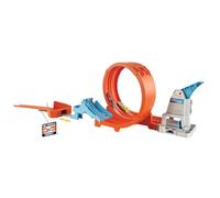 Hot Wheels -Pista Acrobazie nel Loop con Lanciatore Doppio, Rampa a Molla e Macchinina, Giocattolo per Bambini 4+ Anni, GTV13