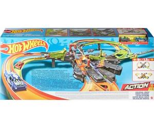 Hot Wheels Pista Scontri Colossali per Macchinine, 150 cm di Larghezza, Doppio 8 e Lanciatori ad Alta Velocita, Giocattolo per Bambini 4+ Anni, GWT41, Imballaggio Sostenibile