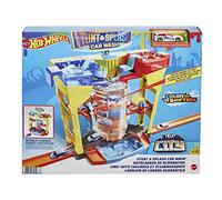 Hot Wheels- Playset Autolavaggio Cambia Colore con Macchinina Cambia Colore, Giochi d'Acqua, Ascensore e Tanto Altro, Giocattolo per Bambini 4+ Anni, GRW37