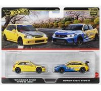 Hot Wheels Premium 2-Pack ’99 Honda Civic Type R EK9 E Civic Type R Spoon 1/64