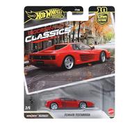 Hot Wheels Premium Car Culture - Testarossa, modellino da collezione in scala 1:64 con telaio in metallo e pneumatici Real Riders, decorazioni premium e dettagli realistici, 3+ anni, JKF00