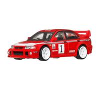 Hot Wheels Modellino Mitsubishi Lancer Evolution VI – 1:64, telaio metallico, pneumatici Real Riders