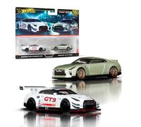 Hot Wheels Premium Car Culture Nissan GT-R Confezione da 2 | Due veicoli Die-Cast in scala 1:64 con pneumatici Real Riders e carrozzeria/telaio in metallo, per collezionisti, JBL05