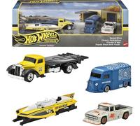 Hot Wheels Premium Collector Set, 4 veicoli pressofusi, Speed Waze, Classic Hydroplane, Citroen H Van, Toyota Stout Drift Truck