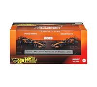 Hot Wheels Premium Formula 1 - Team McLaren F1, 2 macchinine con pneumatici reali e le coppie di piloti della stagione 2025, n.81 Oscar Piastri e n.4 Lando Norris, 14+ anni, JMM91