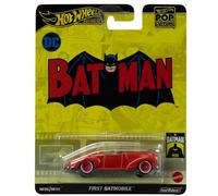 1:64 Hot Wheels Premium First Batmobile Batman Rosso Pop Culture Reale Riders