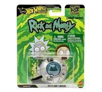 Hot Wheels Premium Pop Culture 2026 Rick e Morty Rick's Ship, veicolo pressofuso con ruote Real Riders e espositore